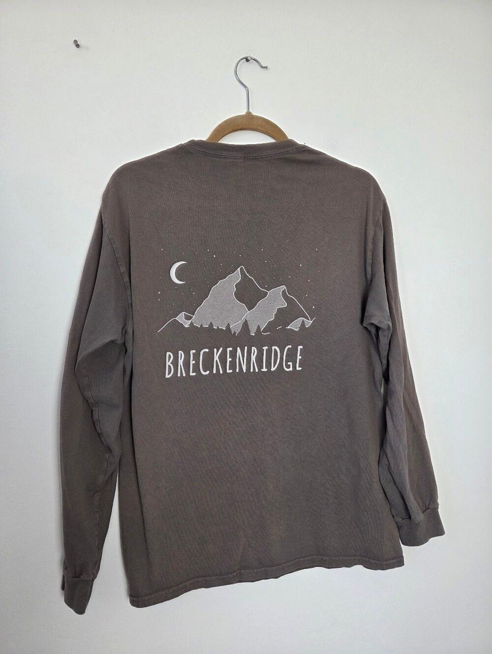 Breckenridge Colorado Cotton Crewneck Shirt Brown Grunge Distressed Men Small